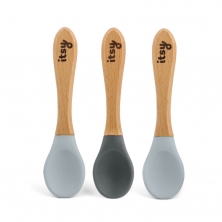 Itsy Spoonz Bamboo/Silicone 3 Pack-Grey