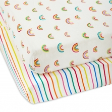 Ickle Bubba Pack of 2 Rainbow Dreams Cot Bed Sheets-Multicolour