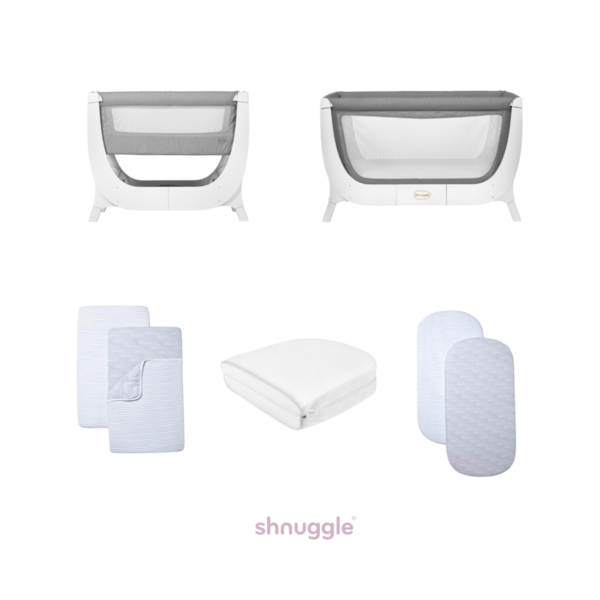 Shnuggle Air Crib & Cot Bundle-Dove Grey