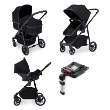 Ickle Bubba Moon 3-In-One Travel System with Galaxy Carseat & Isofix Base-Black