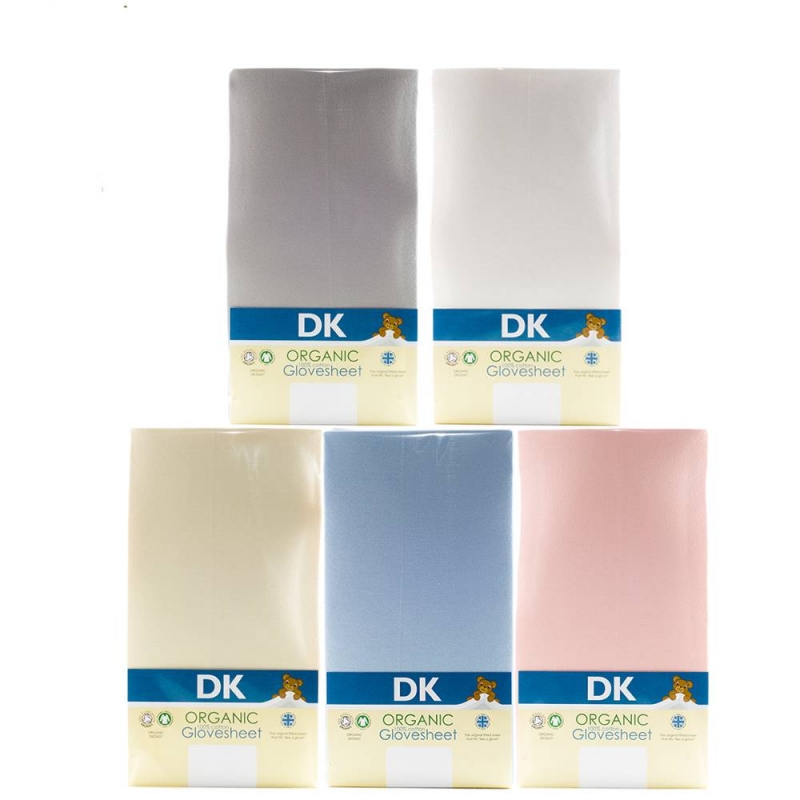 DK Glove ORGANIC Fitted Cotton Sheet for Pram, Cribs, Moses Baskets 75x100-(5 Colours)
