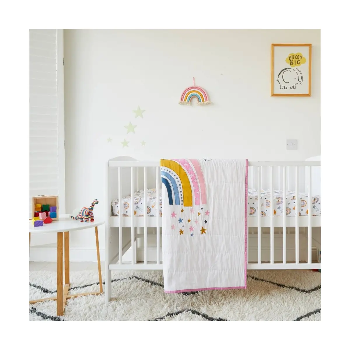 Image of Kabode Cot & Cot Bed Quilted Blanket-Rainbow