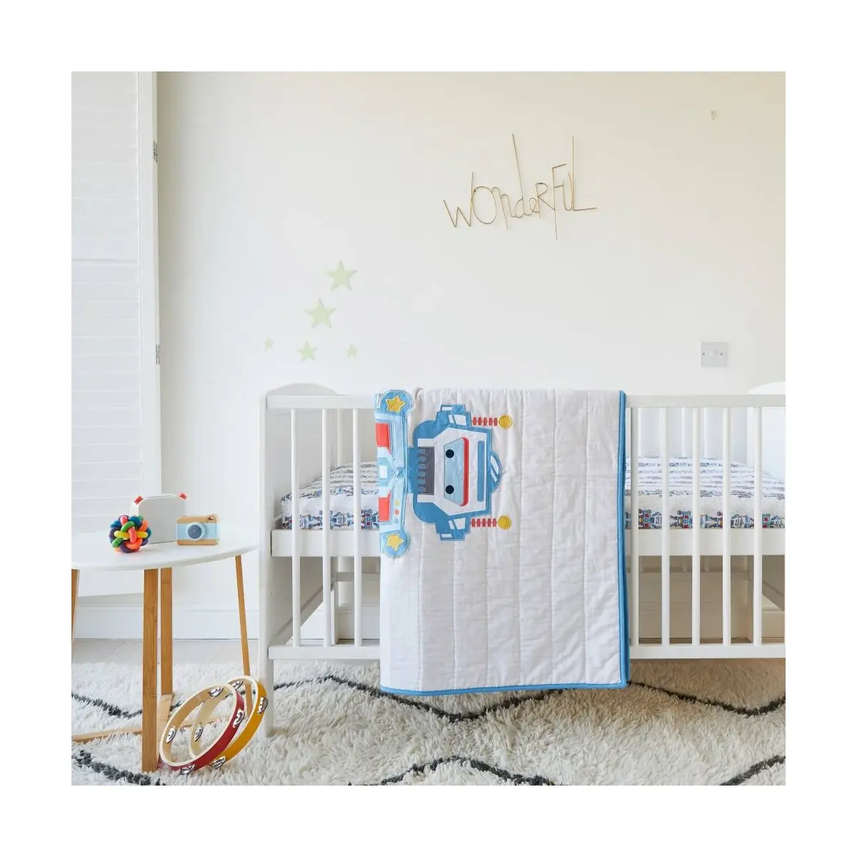 Image of Kabode Cot & Cot Bed Quilted Blanket-Robot