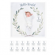 Lulujo Milestone Swaddle and Card Set-Hello World