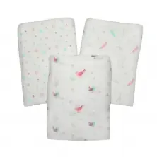 SillyBillyz Pack of 3 Swaddle Wrap-Orchard Birds