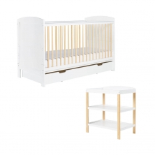 Ickle Bubba Coleby Classic 2 Piece Furniture Set with Under Drawer-Scandi White