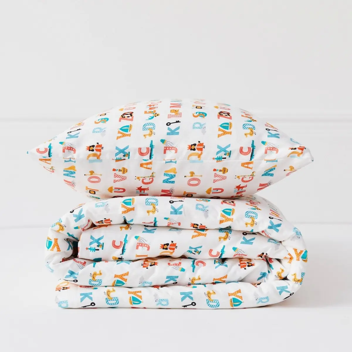 Image of Kabode Cot Bed Duvet Cover & Pillowcase-Alphabet