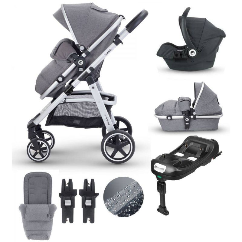 miniuno Toura Travel SystemGrey Herringbone + FREE SecureFix Isofix