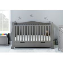 Obaby Stamford Luxe Sleigh Cot Bed Including Underbed Drawer-Taupe Grey 