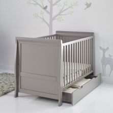Obaby Stamford Classic Sleigh Cot Bed Including Underbed Drawer-Taupe Grey 