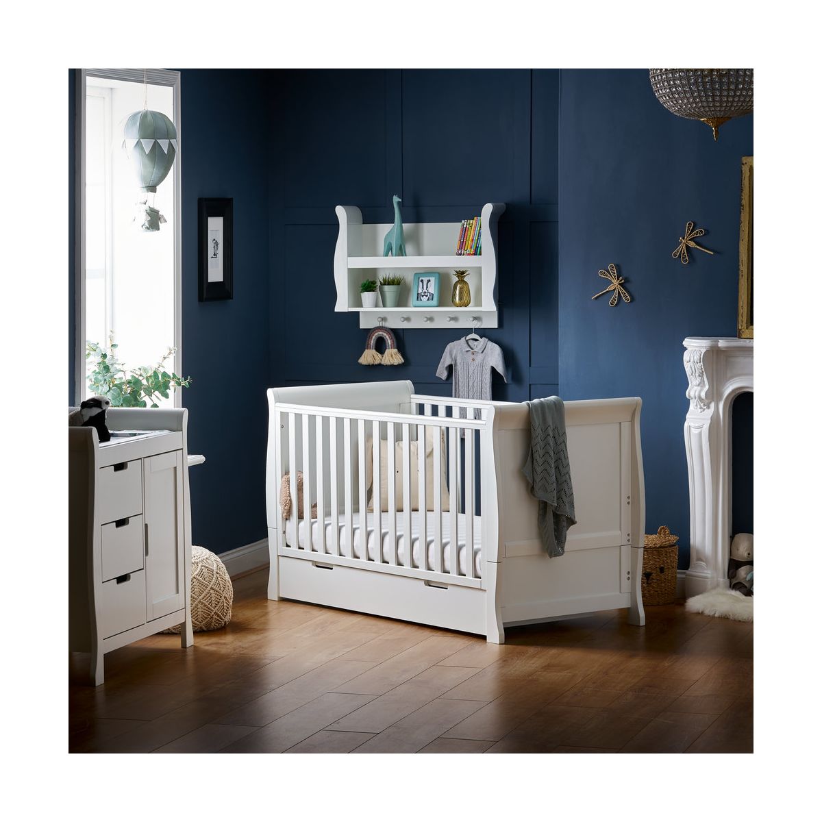 White Obaby Stamford Sleigh Tall Chest of Drawers 