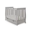 Obaby Stamford Mini Sleigh Cot Bed Including Underbed Drawer-Warm Grey
