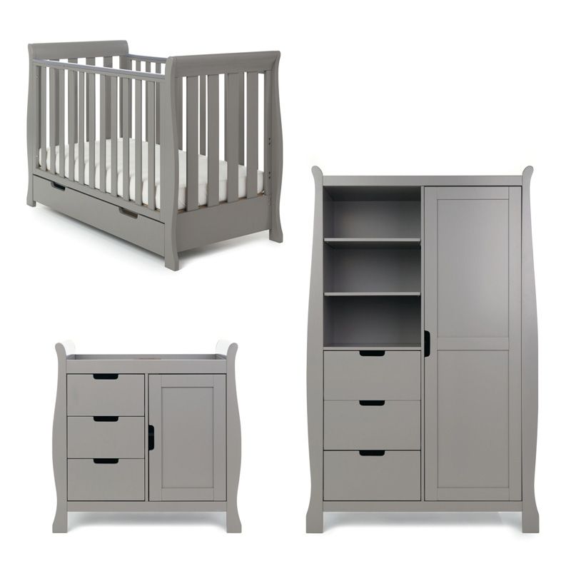 Obaby Stamford Mini Sleigh 3 Piece Furniture Roomset-Taupe Grey 