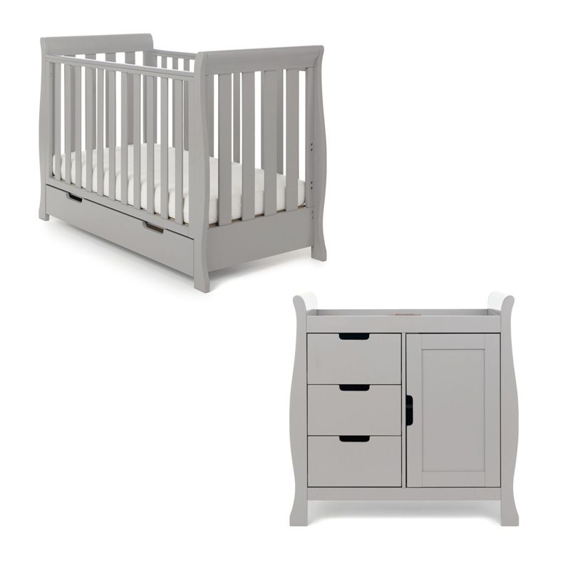 Obaby Stamford Mini Sleigh 2 Piece Furniture Roomset-Warm Grey (NEW)