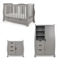 Obaby Stamford Luxe Sleigh 3 Piece Furniture Room Set-Taupe Grey 