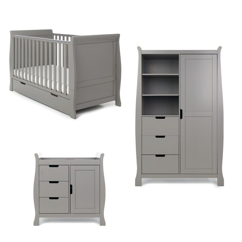 Obaby Stamford Classic Sleigh 3 Piece Furniture Roomset-Taupe Grey