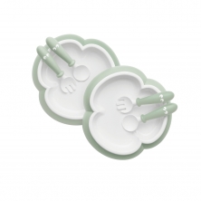 BABYBJÖRN Pack of 2 Baby Plate, Spoon and Fork Set-Powder Green (2022)