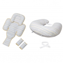 ClevaMama ClevaCushion 10in1 Nursing Pillow-Yellow/Grey Stripes (New 2022)