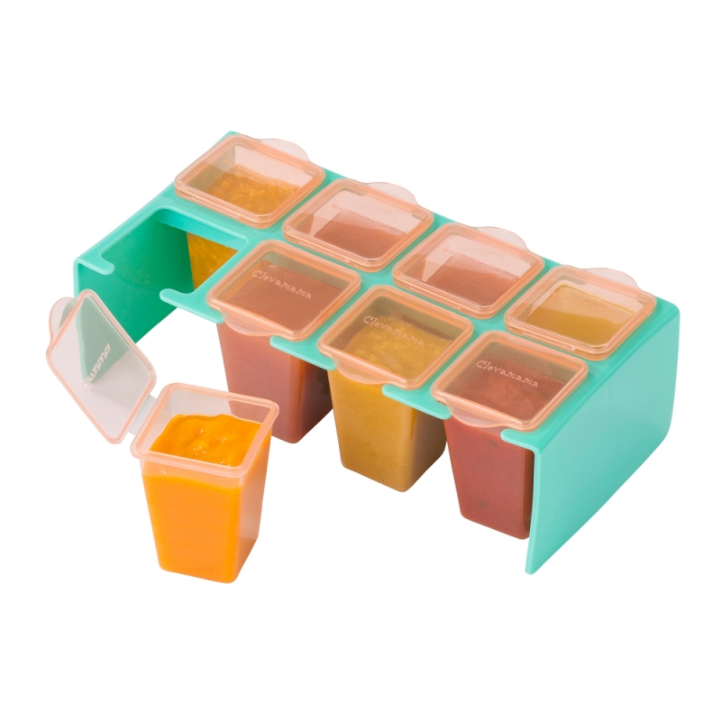 ClevaMama Baby Food Containers ClevaPortions™-Orange/Green (New 2022) (3003)