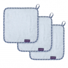 ClevaMama Pack of 3 Bamboo Baby Washcloth-Blue (New 2022)
