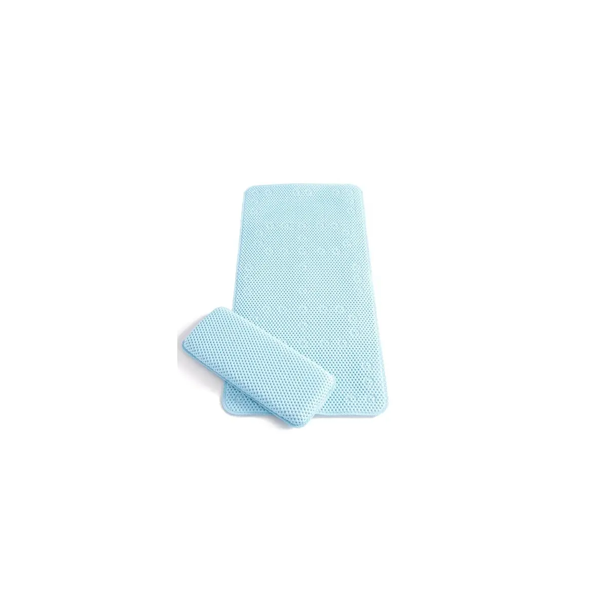 Image of ClevaMama Polka Dots Bath Mat & Kneeling Cushion-Blue (7403)
