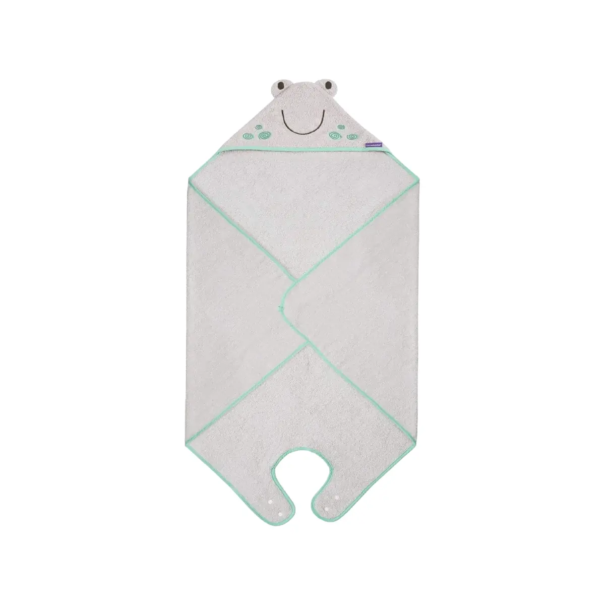Image of ClevaMama Franky the Frog Bamboo Apron Baby Bath Towel-Grey (3511)