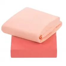 ClevaMama Pack of 2 Jersey Cotton Fitted Sheets For Cot (60x120 cm)-Coral (3322)