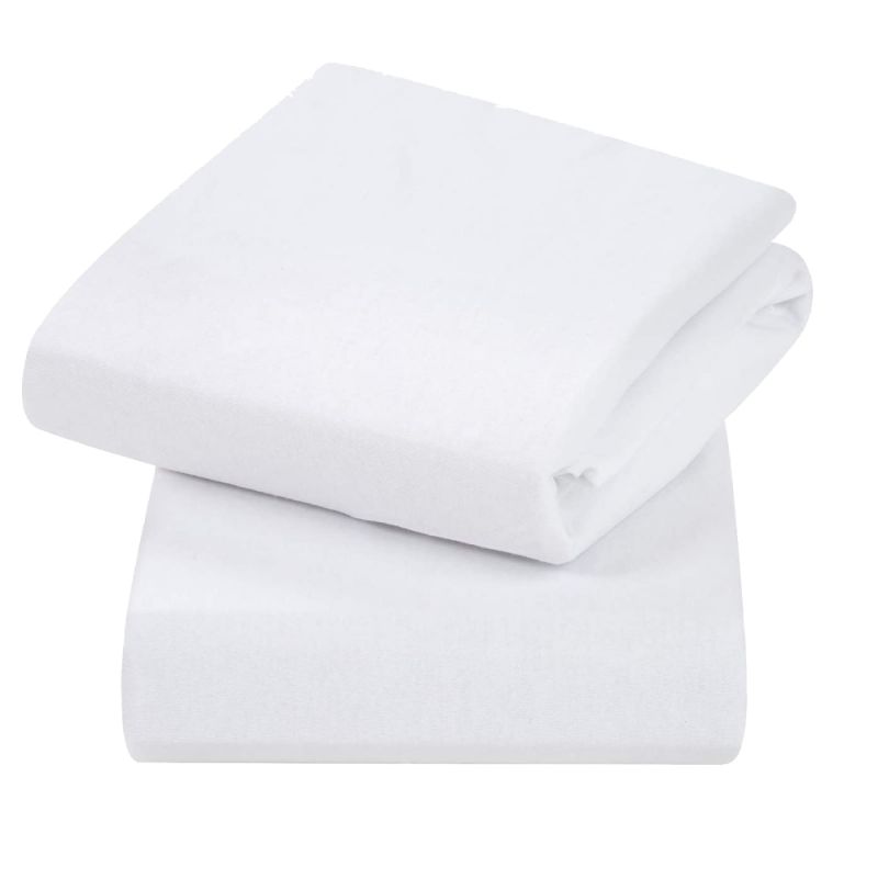 ClevaMama Jersey Cotton Fitted Sheets For Moses Basket/Pram (33x72 cm)-White (3318)