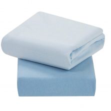 ClevaMama Jersey Cotton Fitted Sheets For Crib/Cradle (44x90 cm)-Blue (3320)