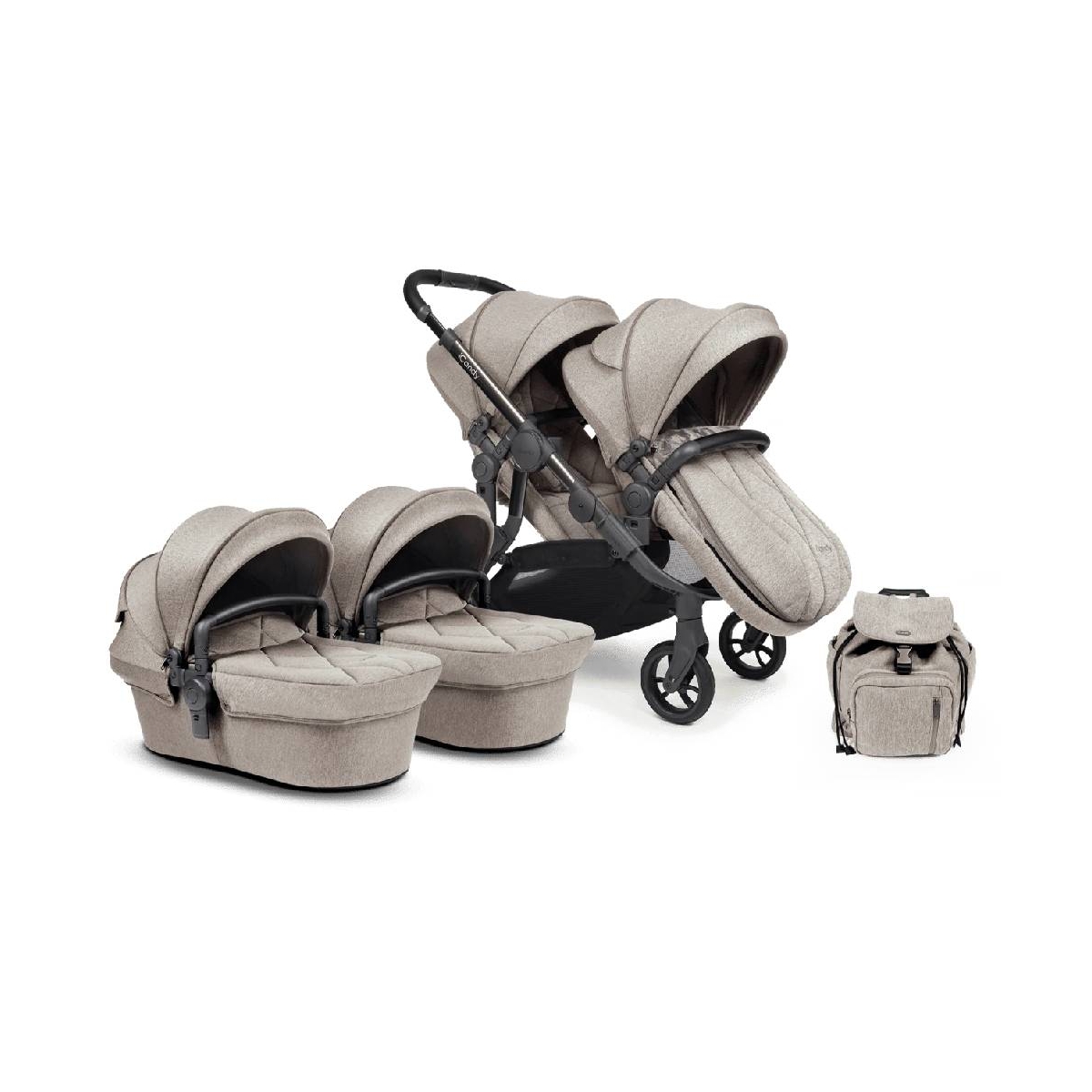 Image of iCandy Orange Twin Pushchair and Carrycot - Sandstone Marl