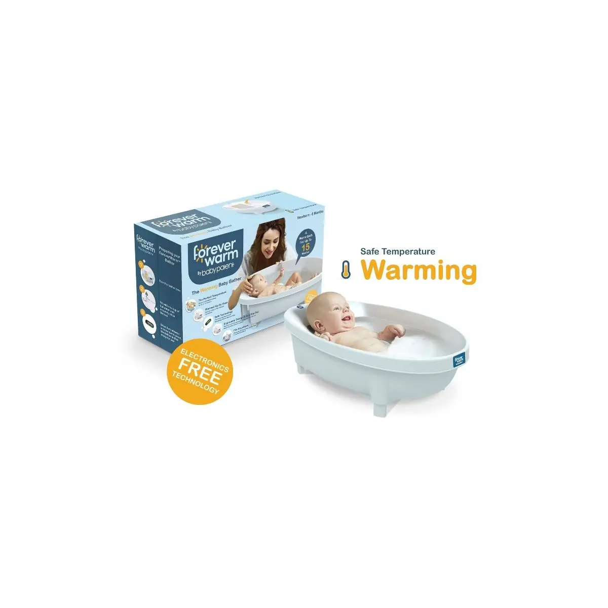 Image of Aqua Forever Warm Warming Baby Bathtub Bather-White