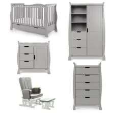 Obaby Stamford Luxe Sleigh 5 Piece Furniture Room Set - Warm Grey
