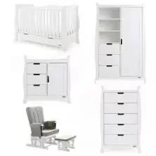 Obaby Stamford Luxe Sleigh 5 Piece Funiture Room Set - White