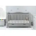 Obaby Stamford Luxe Sleigh Cot Bed Including Underbed Drawer-Warm Grey 