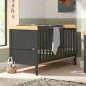 Tutti Bambini Rio Cot Bed Bundle Including Cot Top Changer-Slate Grey/Oak
