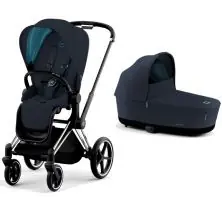 Cybex Priam Chrome Pushchair with Lux Carrycot - Midnight Blue Plus/Black
