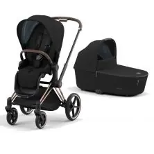 Cybex Priam Rose Gold Pushchair With Lux Carrycot - Deep Black (New 2022)