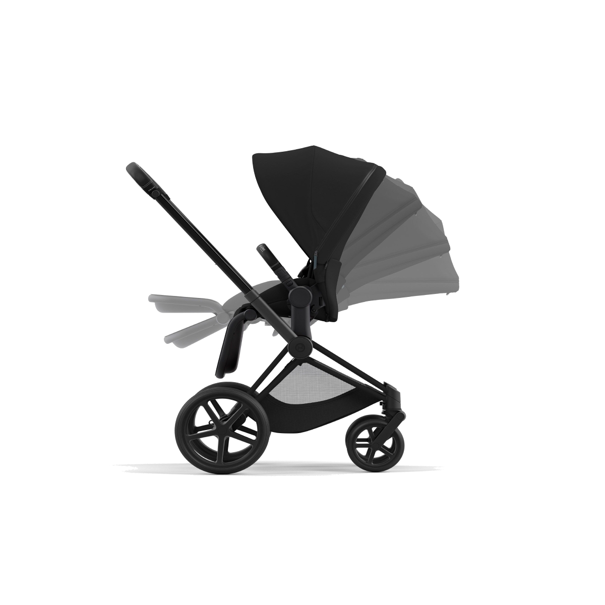 Cybex Priam Black Pushchair with Lux Carry CotDeep Black (New 2022)