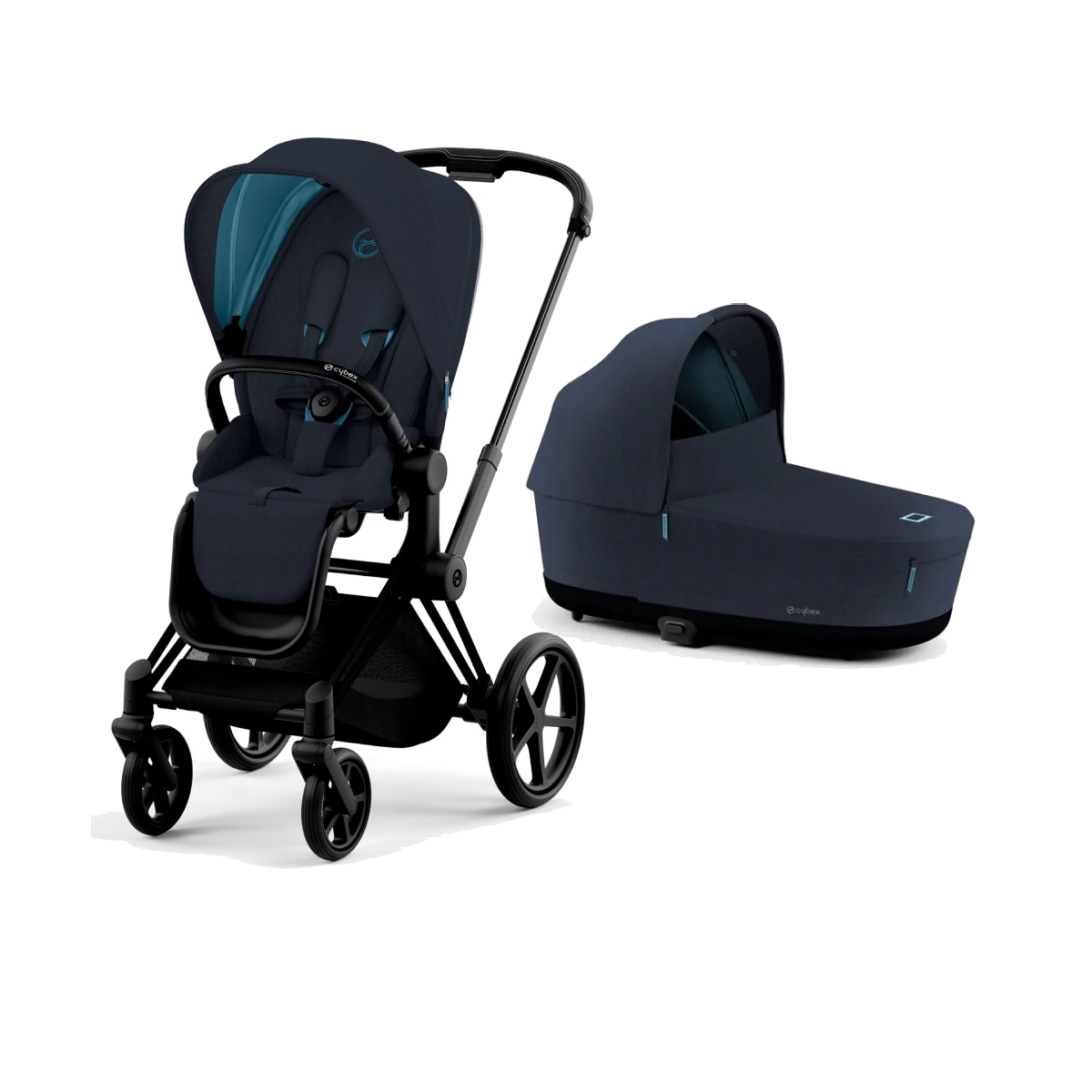 Cybex Priam Black Pushchair with Lux Carry Cot