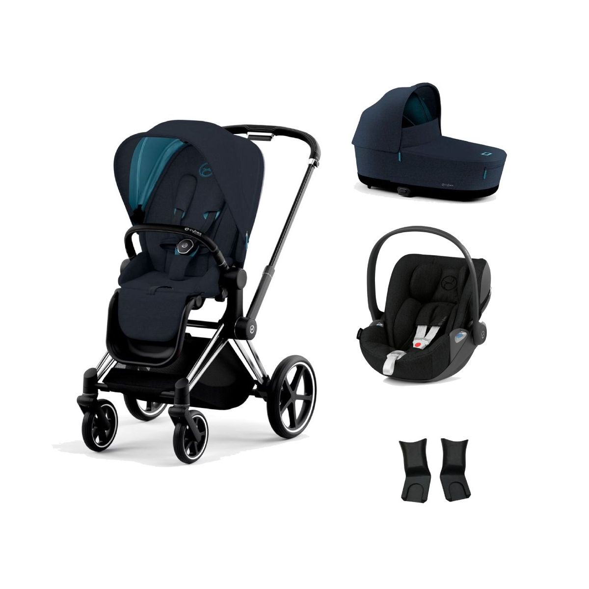 Cybex Priam Chrome Pushchair with Lux Carry Cot & Cloud Z Car Seat