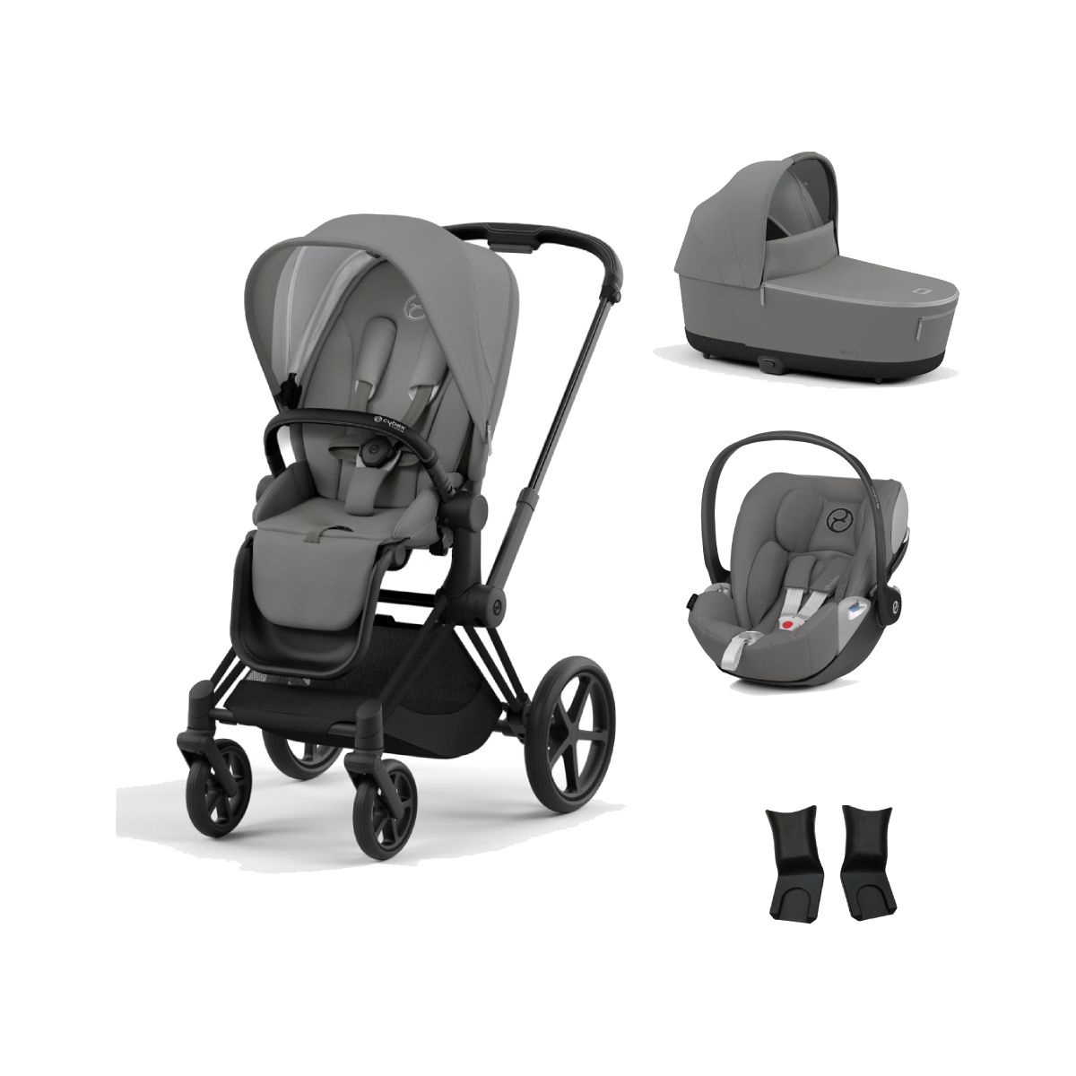 Cybex Priam Black Pushchair with Lux Carry Cot & Cloud Z Car Seat