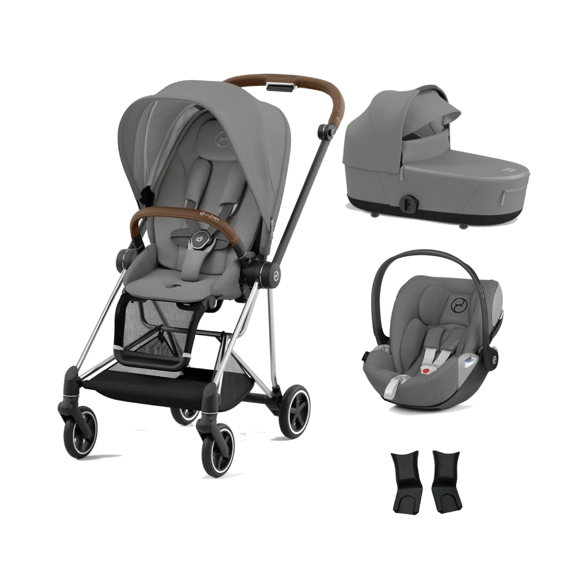 Cybex Mios Chrome Pushchair with Lux Carry Cot & Cloud Z Car Seat