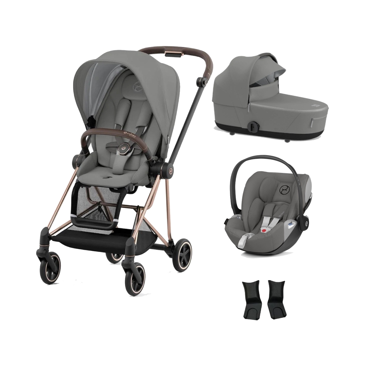 Cybex Mios Rose Gold Pushchair with Lux Carry Cot & Cloud Z Car Seat