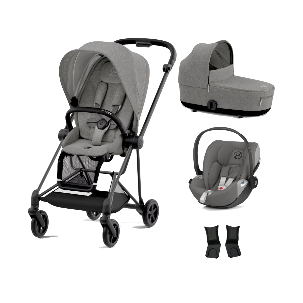 Cybex Mios Black Pushchair with Lux Carry Cot & Cloud Z Car Seat