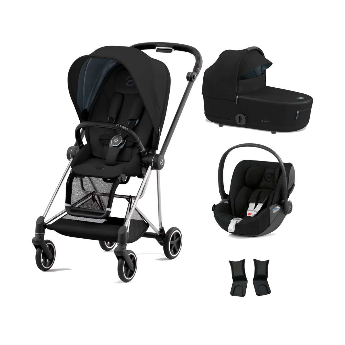 Cybex Mios Chrome Pushchair with Lux Carry Cot & Cloud Z Car Seat