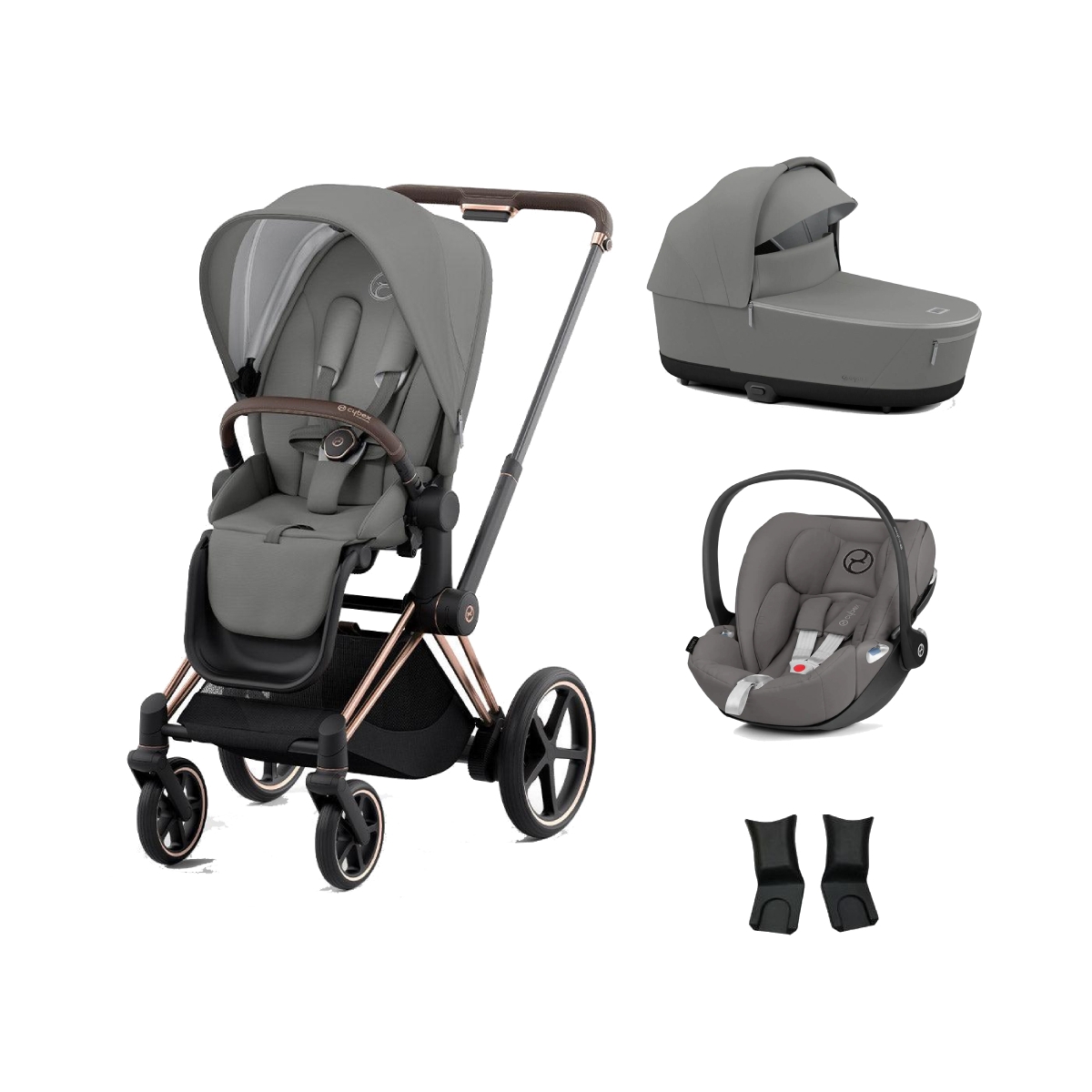 Cybex e-Priam Rose Gold Pushchair with Lux Carry Cot & Cloud Z Car Seat