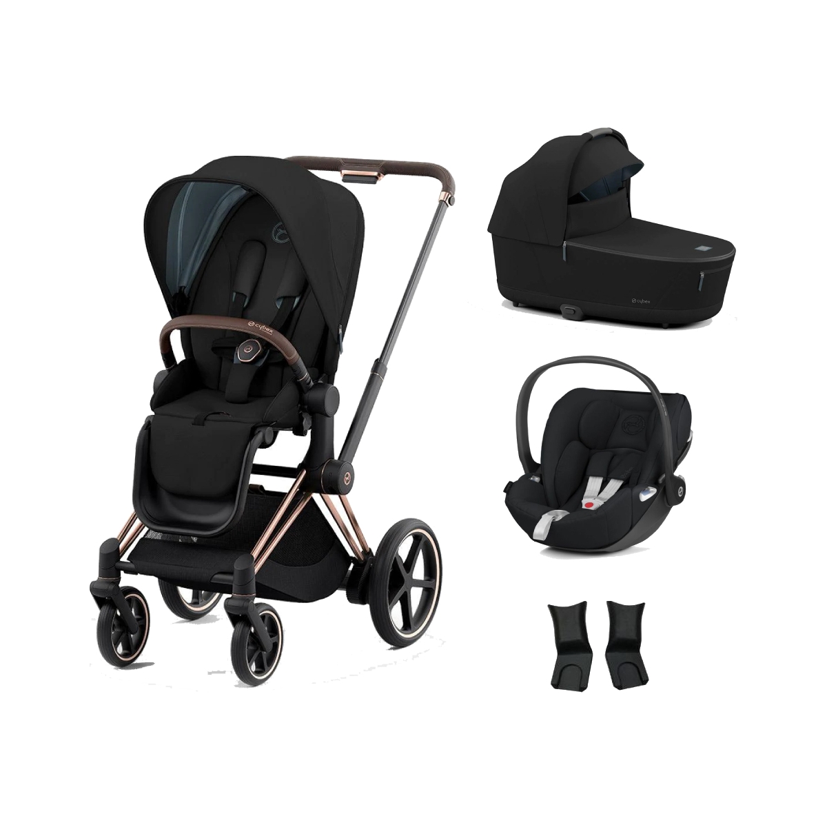 Cybex e-Priam Rose Gold Pushchair with Lux Carry Cot & Cloud Z Car Seat