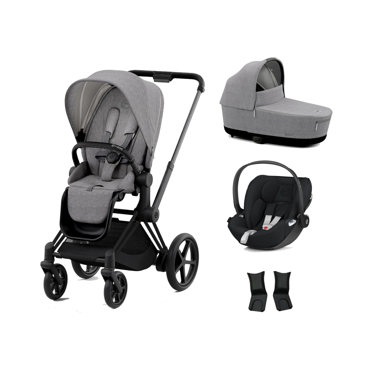 Cybex e-Priam Black Pushchair with Lux Carry Cot & Cloud Z Car Seat