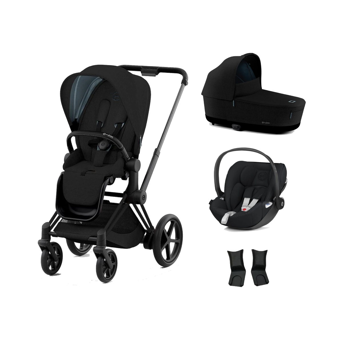 Cybex e-Priam Black Pushchair with Lux Carry Cot & Cloud Z Car Seat