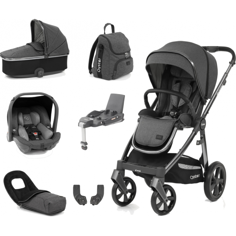BabyStyle Oyster 3 City Grey Finish 7 Piece Luxury Travel System-Fossil